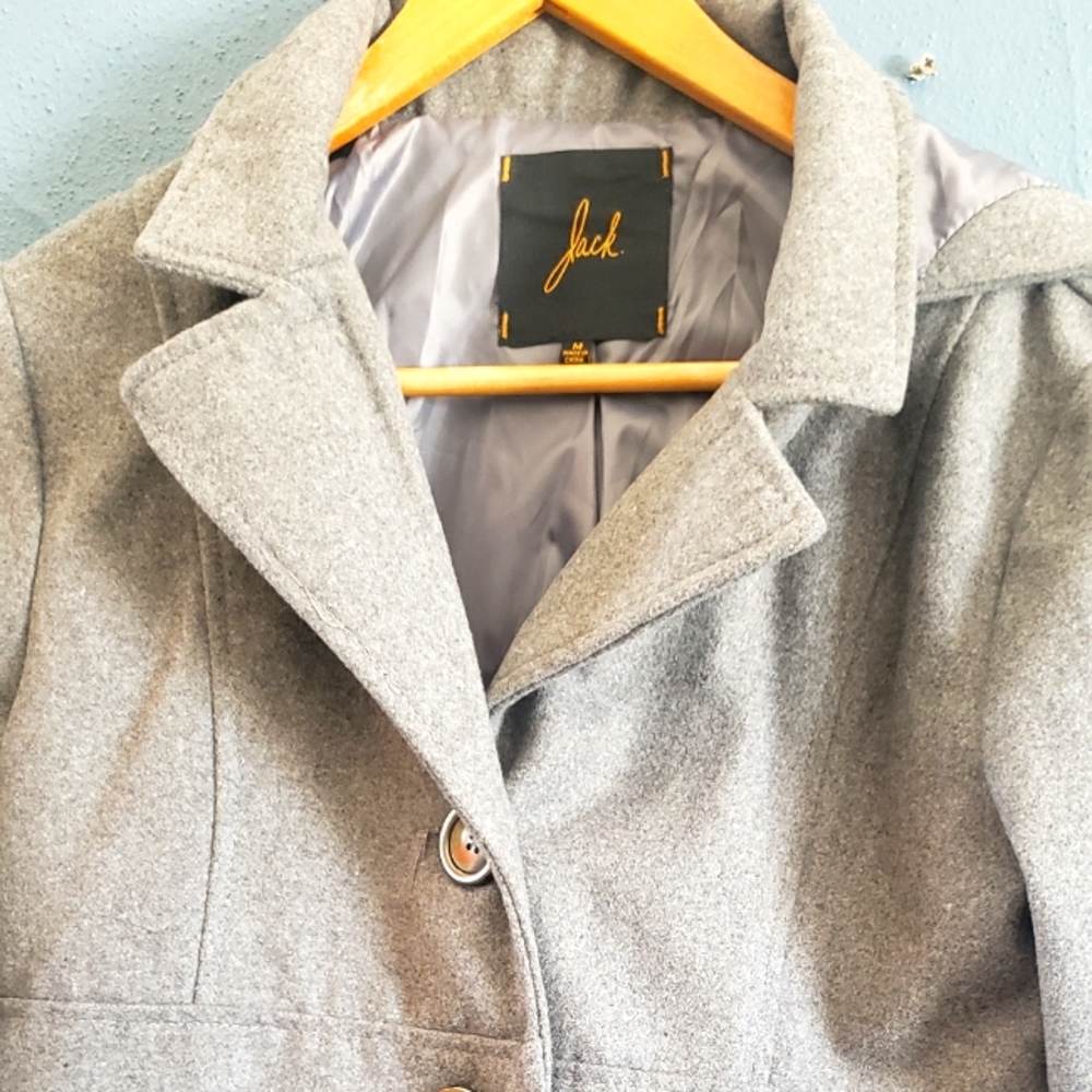 JACK EUC womens grey peacoat with pockets size M